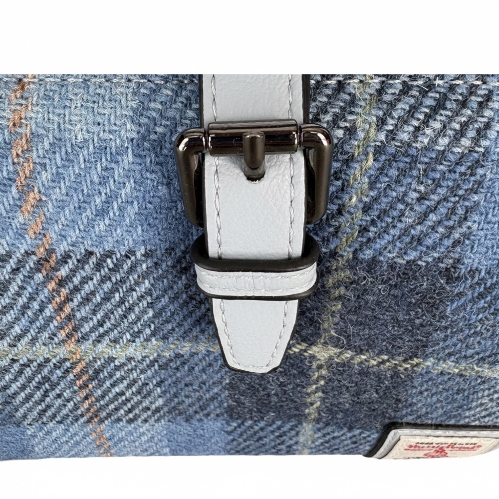 Islander UK Harris Tweed Medium Doctor Bag Blue Tartan Satchel NWOT - Picture 4 of 14